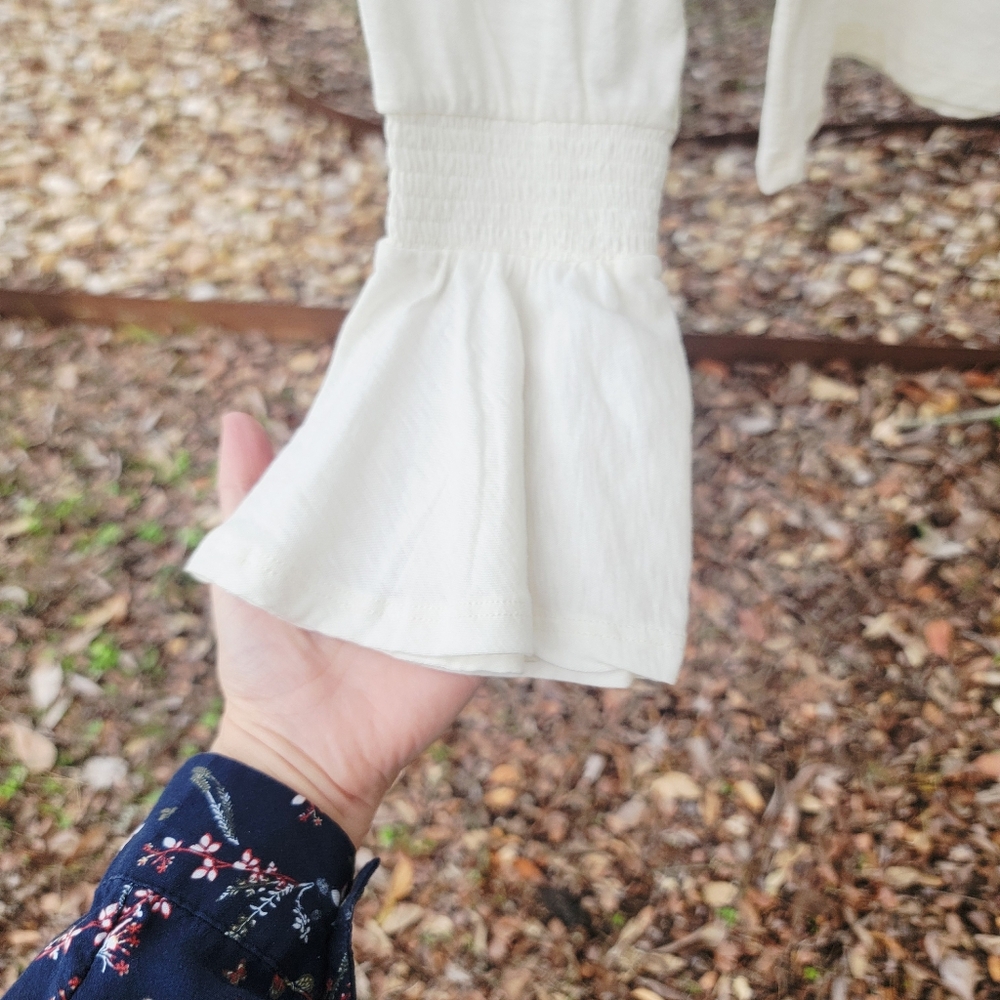 Nation LTD Pima Cotton Cream  White Long Sleeve Top Sz XS Like New - Picture 5 of 7